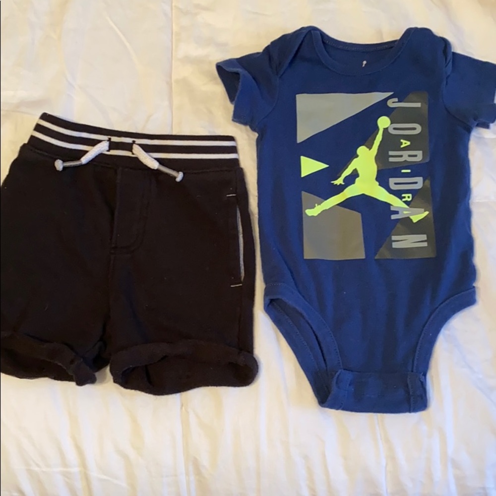 Jordan onesie and Garanimals shorts bundle